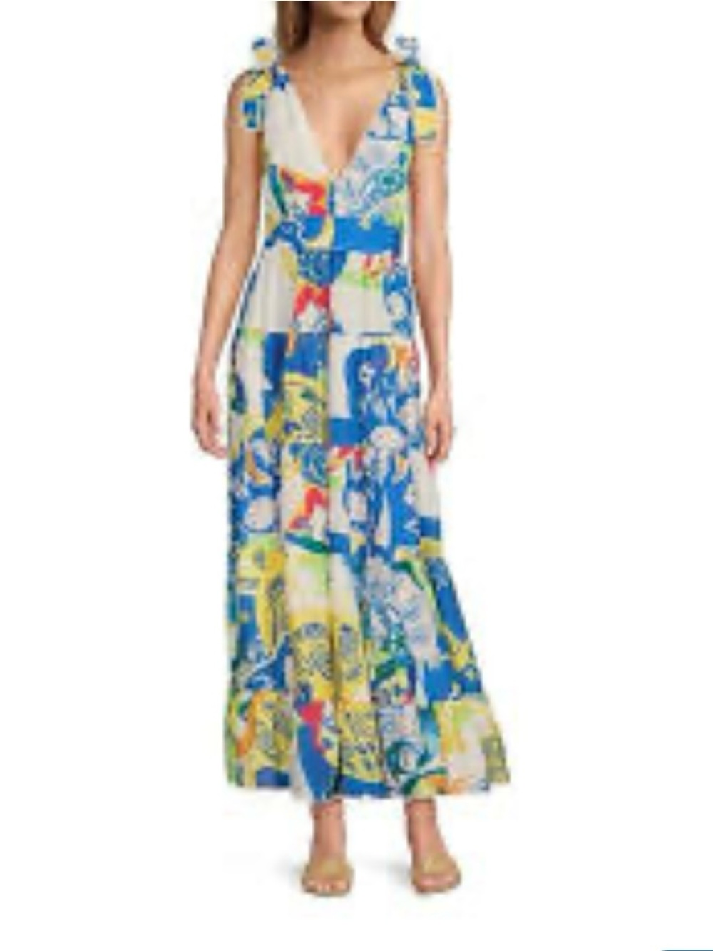 Chelsea & Violet Blue Floral Patchwork Tie-Shoulder Maxi Dress